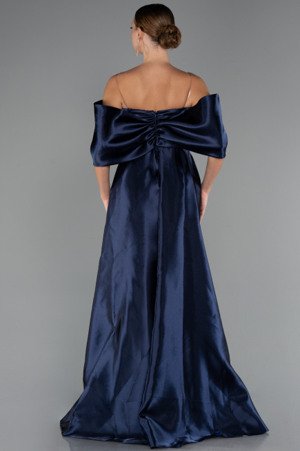 Long Navy Blue Beaded Evening Dress ABU5234