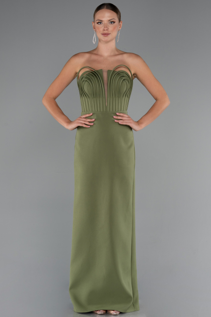 Long Olive Drab Evening Gown ABU5235