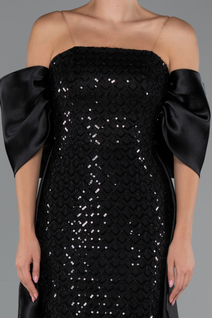 Long Black Beaded Evening Dress ABU5234