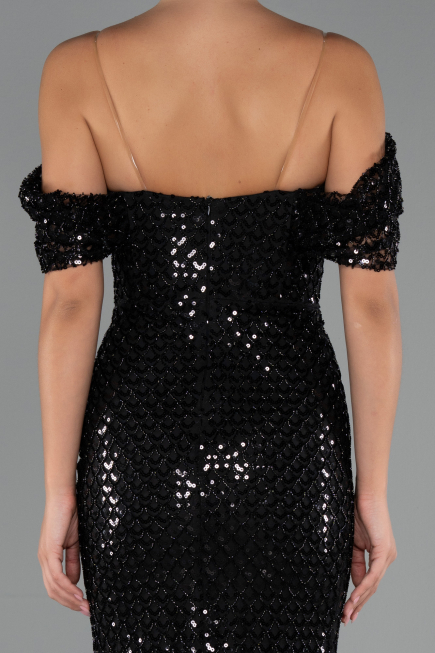 Long Black Beaded Evening Dress ABU5239