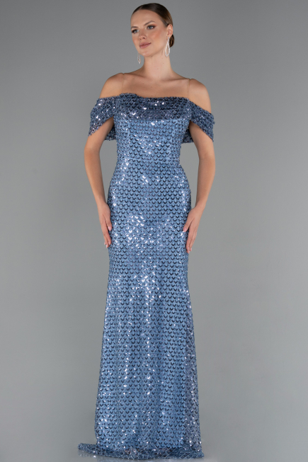 Long Indigo Beaded Evening Dress ABU5239