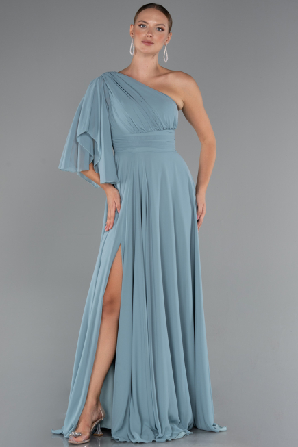 Long Turquoise Chiffon Prom Gown ABU5259