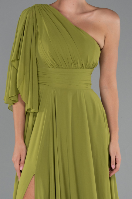 Long Pistachio Green Chiffon Prom Gown ABU5259