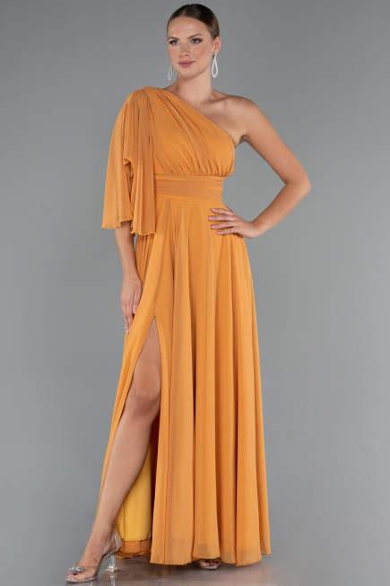 Long Orange Chiffon Prom Gown ABU5259