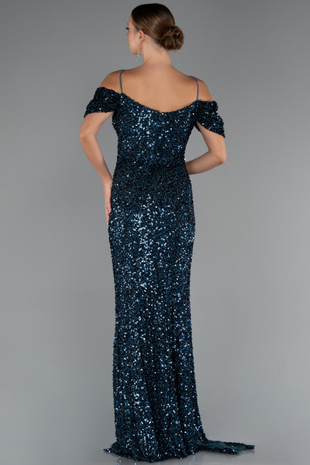 Long Oil Green Plus Size Evening Gown ABU5232
