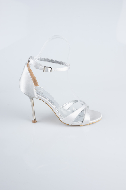 Silver Satin Evening Shoe ABS1155