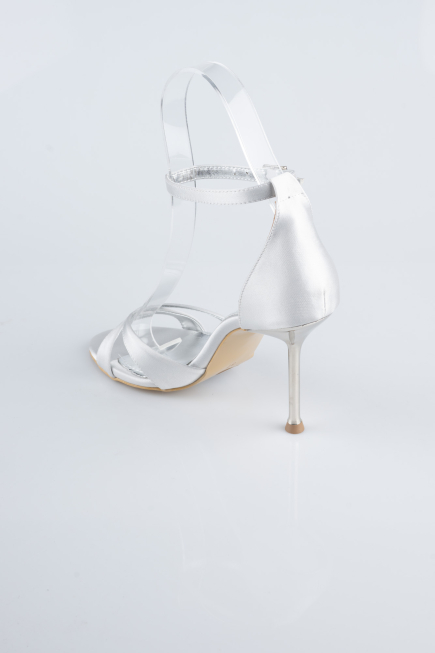 Silver Satin Evening Shoe ABS1155