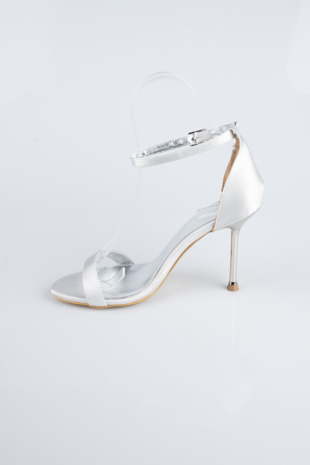 Silver Satin Evening Shoe ABS1157
