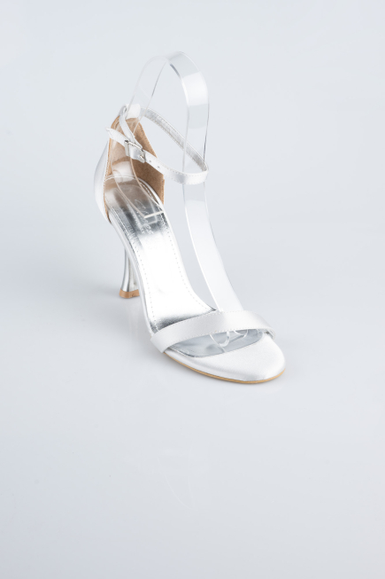Silver Satin Evening Shoe ABS1158