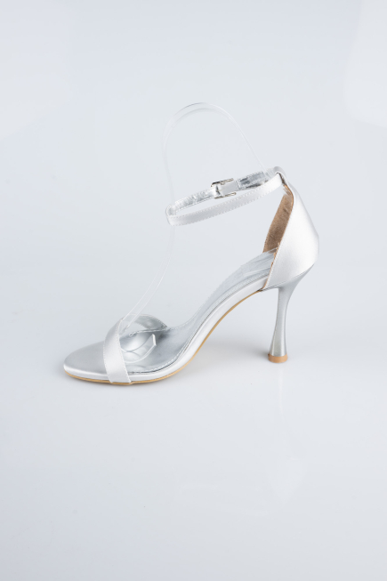 Silver Satin Evening Shoe ABS1158