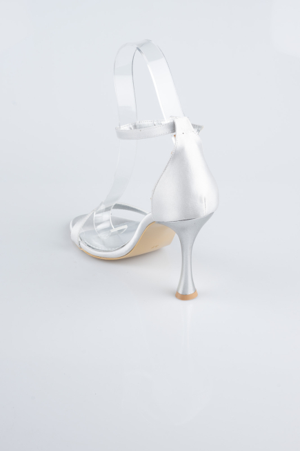 Silver Satin Evening Shoe ABS1158