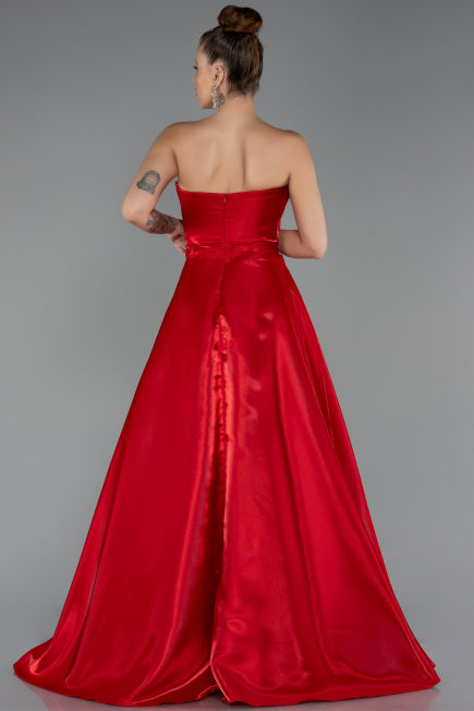 Long Red Satin Evening Dress ABU5264