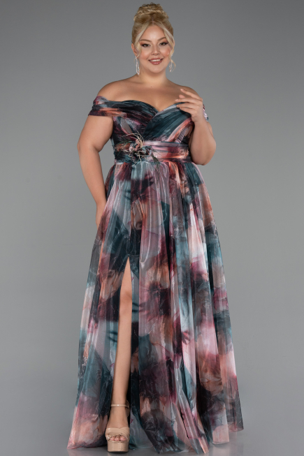 Long Onion Skin Plus Size Evening Gown ABU5263