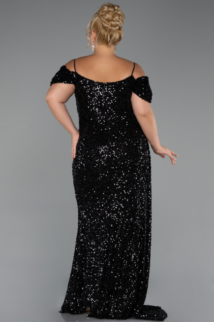 Long Black Plus Size Evening Gown ABU5232