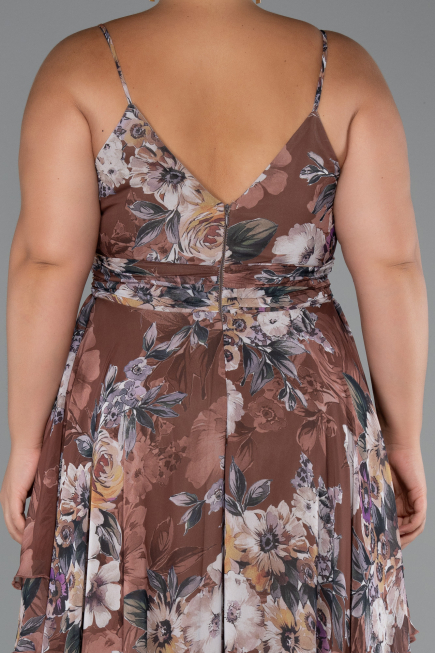 Long Brown Plus Size Evening Gown ABU5266