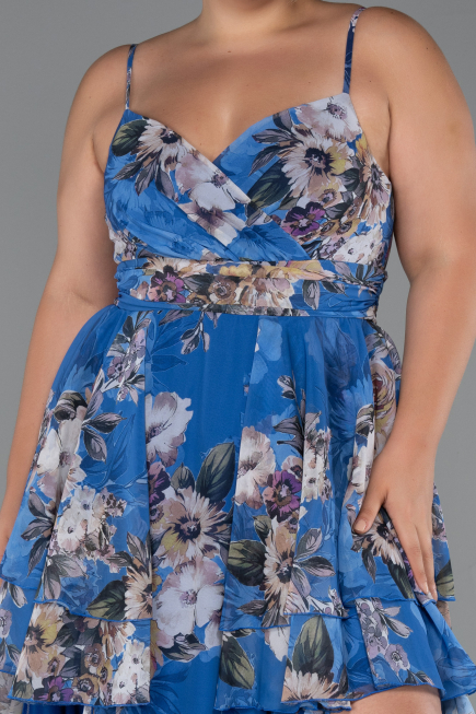 Long Blue Plus Size Evening Gown ABU5266