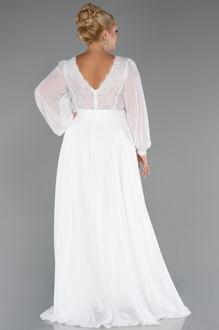 Long White Chiffon Formal Plus Size Dress ABU5276