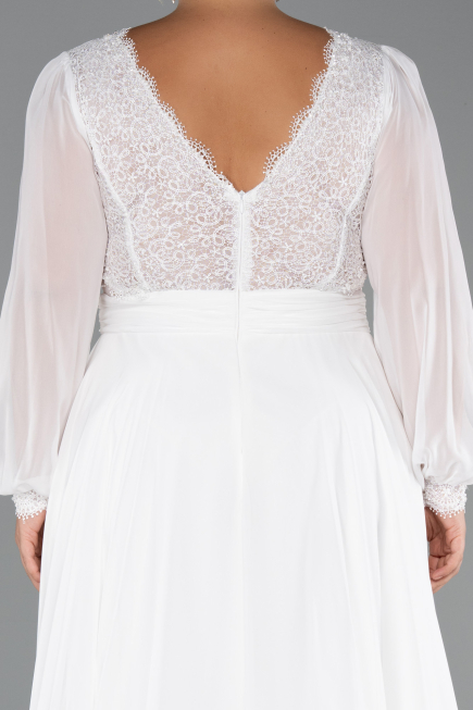 Long White Chiffon Formal Plus Size Dress ABU5276