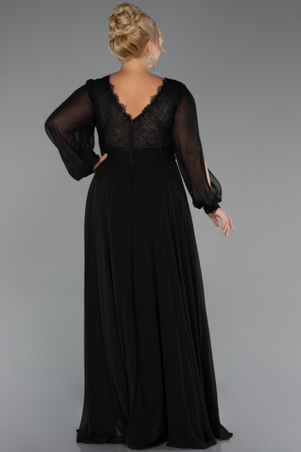 Long Black Chiffon Formal Plus Size Dress ABU5276