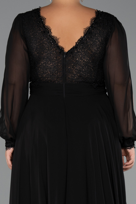 Long Black Chiffon Formal Plus Size Dress ABU5276