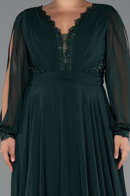 Long Emerald Green Chiffon Formal Plus Size Dress ABU5276