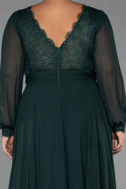 Long Emerald Green Chiffon Formal Plus Size Dress ABU5276