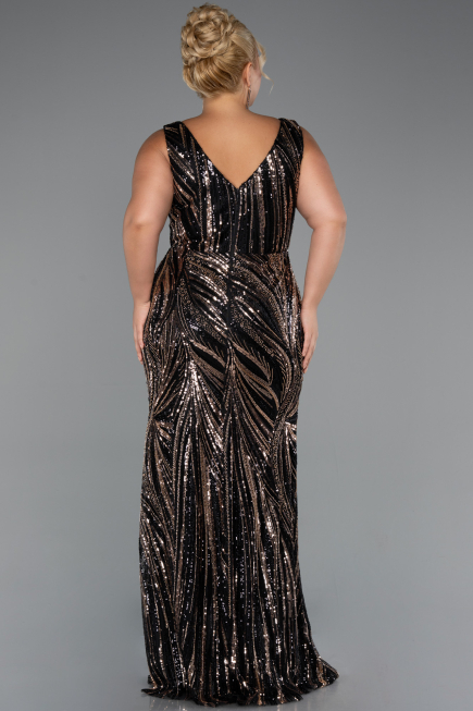 Long Black Beaded Formal Plus Size Dress ABU5189