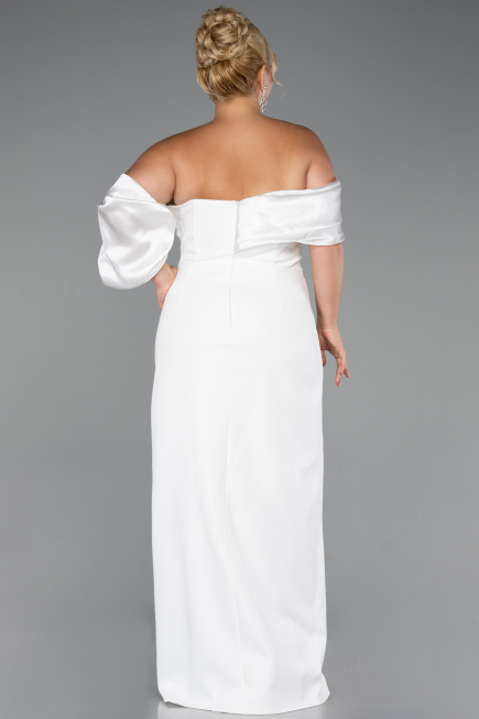 Long White Formal Plus Size Dress ABU5047