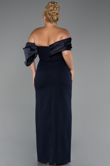 Long Navy Blue Formal Plus Size Dress ABU5047