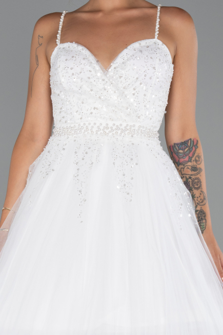 Long White Evening Dress ABU5279