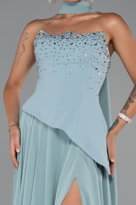 Long Turquoise Chiffon Evening Dress ABU5280