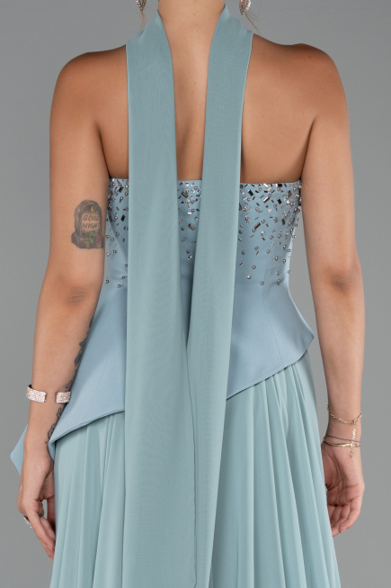Long Turquoise Chiffon Evening Dress ABU5280