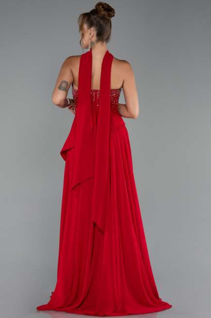Long Red Chiffon Evening Dress ABU5280
