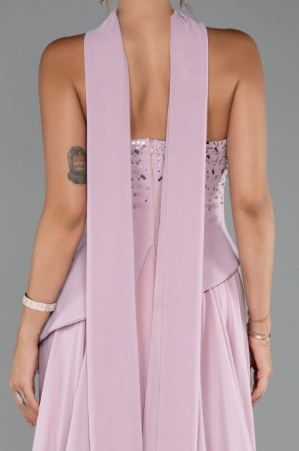Long Powder Color Chiffon Evening Dress ABU5280