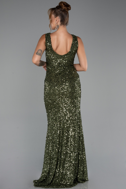 Long Olive Drab Evening Dress ABU5281