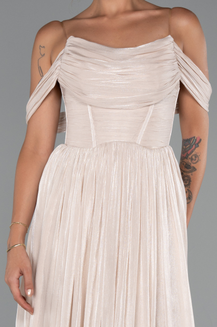 Long Beige Chiffon Cocktail Dress ABU5283