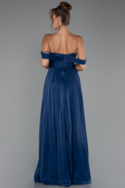 Long Navy Blue Chiffon Cocktail Dress ABU5283