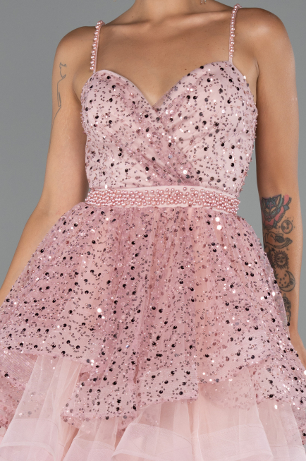 Short Powder Color Party Dress ABK2435