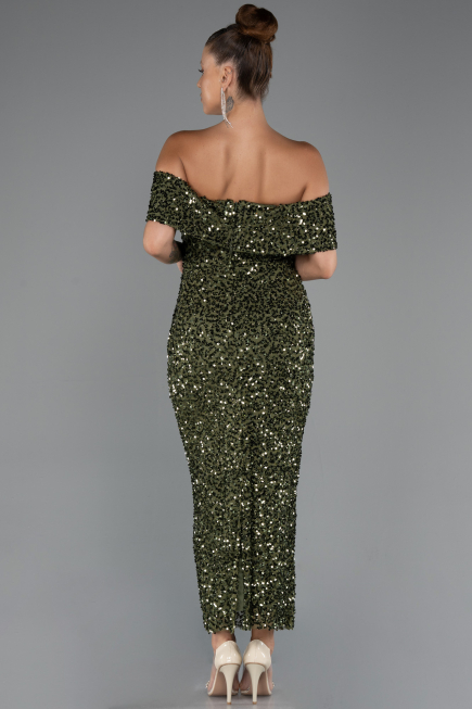 Midi Olive Drab Party Dress ABK2440