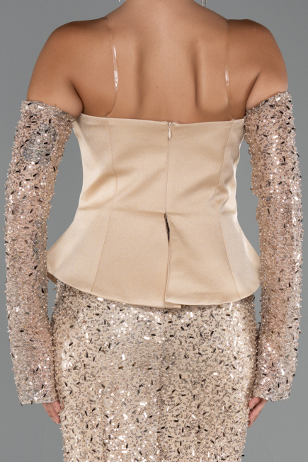 Long Gold Beaded Evening Dress ABU5303