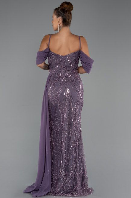 Long Lavender Beaded Evening Dress ABU5316