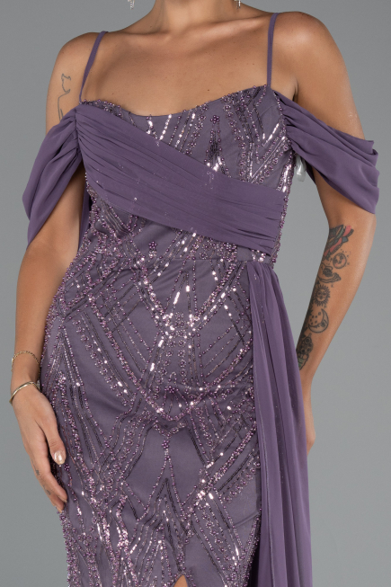 Long Lavender Beaded Evening Dress ABU5316
