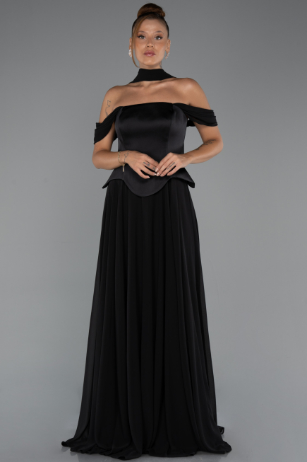 Long Black Chiffon Evening Dress ABU5327