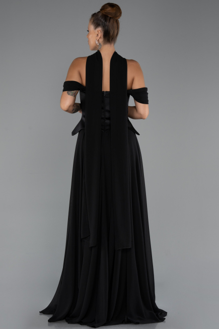 Long Black Chiffon Evening Dress ABU5327