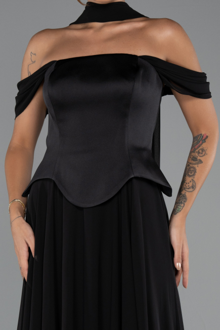 Long Black Chiffon Evening Dress ABU5327