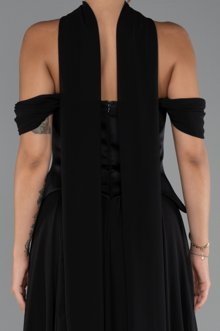 Long Black Chiffon Evening Dress ABU5327