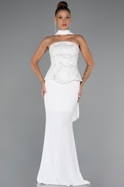 Long White Evening Dress ABU5320