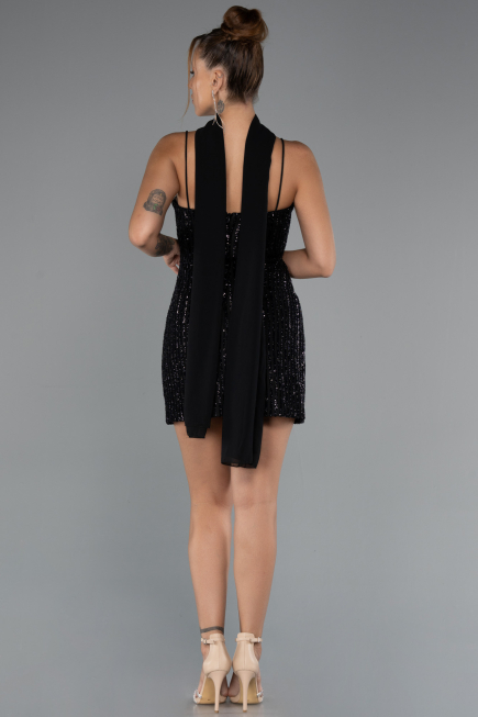 Short Black Beaded Evening Dress ABK2443