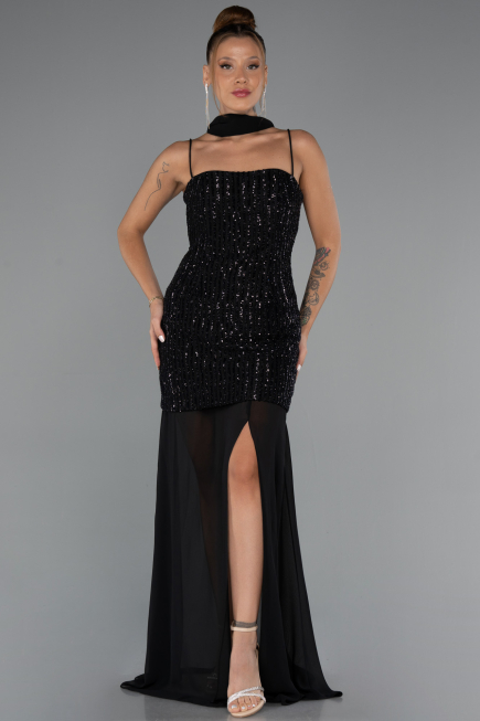 Short Black Beaded Evening Dress ABK2443