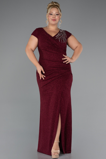 Long Burgundy Formal Plus Size Dress ABU5317